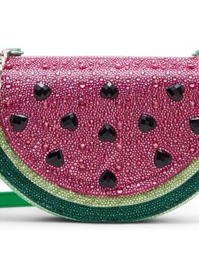 Betsey Johnson Pink and Green Crystal Watermelon Mini Crossbody